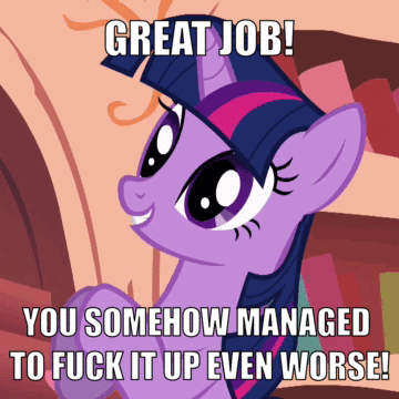 Size: 360x360 | Tagged: safe, edit, edited screencap, screencap, character:twilight sparkle, episode:look before you sleep, g4, my little pony: friendship is magic, animated, caption, clapping, cropped, female, gif, golden oaks library, image macro, loop, meme, passive aggressive, sarcasm, solo, text, vulgar