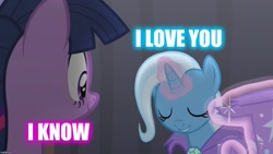 Size: 1280x720 | Tagged: safe, edit, edited screencap, screencap, character:trixie, character:twilight sparkle, ship:twixie, episode:no second prances, g4, my little pony: friendship is magic, crossover, female, lesbian, shipping, star wars, the empire strikes back