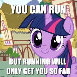Size: 631x634 | Tagged: safe, edit, edited screencap, screencap, character:twilight sparkle, character:twilight sparkle (alicorn), species:alicorn, species:pony, episode:pinkie pride, g4, my little pony: friendship is magic, caption, cropped, female, image macro, meme, solo, text, wrong neighborhood