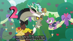 Size: 1920x1080 | Tagged: safe, edit, edited screencap, screencap, character:discord, character:spike, species:dragon, episode:the big mac question, g4, my little pony: friendship is magic, 2, caption, hello pinkie pie, meme, winged spike, youtube caption
