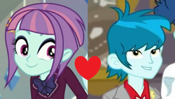 Size: 872x494 | Tagged: safe, edit, edited screencap, screencap, character:sunny flare, episode:school of rock, equestria girls:dance magic, g4, my little pony: equestria girls, my little pony:equestria girls, spoiler:eqg specials, female, male, shipping, shipping domino, straight, thunderbass, thunderflare