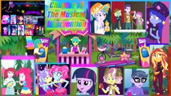 Size: 1267x713 | Tagged: safe, edit, edited screencap, screencap, character:adagio dazzle, character:aria blaze, character:kiwi lollipop, character:microchips, character:pinkie pie, character:snails, character:snips, character:sonata dusk, character:sunset shimmer, character:supernova zap, character:twilight sparkle, character:vignette valencia, episode:five lines you need to stand in, episode:inclement leather, episode:the road less scheduled, equestria girls:sunset's backstage pass, g4, my little pony: equestria girls, my little pony:equestria girls, spoiler:choose your own ending (season 2), spoiler:eqg series (season 2), chief, clothing, cute, dakota verde, dirk thistleweed, fanfic, fanfic art, fanfic cover, food, happy, hat, inclement leather: vignette valencia, k-lo, kiwi lollipop, mc dex fx, mustard, phone, postcrush, puffed pastry, sauce, space camp (character), su-z, summer solstice (character), supernova zap, the dazzlings, the road less scheduled: microchips, vignette valencia, violet wisteria