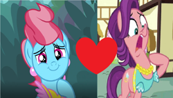 Size: 1200x680 | Tagged: safe, edit, edited screencap, screencap, character:cup cake, character:spoiled rich, episode:crusaders of the lost mark, episode:the big mac question, g4, my little pony: friendship is magic, female, heart, infidelity, lesbian, shipping, shipping domino, spoiledcake