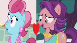 Size: 1280x720 | Tagged: safe, edit, edited screencap, screencap, character:cup cake, character:spoiled rich, episode:crusaders of the lost mark, episode:lesson zero, g4, my little pony: friendship is magic, female, heart, infidelity, lesbian, shipping, shipping domino, spoiledcake
