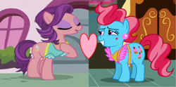 Size: 1900x940 | Tagged: safe, edit, edited screencap, screencap, character:cup cake, character:spoiled rich, episode:crusaders of the lost mark, episode:party of one, g4, my little pony: friendship is magic, female, heart, infidelity, lesbian, shipping, shipping domino, spoiledcake