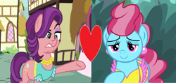 Size: 2260x1080 | Tagged: safe, edit, edited screencap, screencap, character:cup cake, character:spoiled rich, episode:crusaders of the lost mark, episode:the big mac question, g4, my little pony: friendship is magic, female, heart, infidelity, lesbian, shipping, shipping domino, spoiledcake
