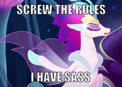 Size: 921x661 | Tagged: safe, edit, edited screencap, screencap, character:queen novo, species:seapony (g4), spoiler:my little pony movie, caption, cropped, image macro, meme, sassy, solo, text