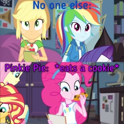Size: 2048x2048 | Tagged: safe, edit, edited screencap, screencap, character:applejack, character:fluttershy, character:pinkie pie, character:rainbow dash, character:sunset shimmer, episode:the finals countdown, g4, my little pony: equestria girls, my little pony:equestria girls, pinkie being pinkie