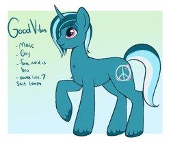 Size: 830x702 | Tagged: safe, artist:lulubell, oc, oc only, oc:good vibes, male, reference sheet, solo