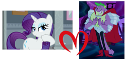 Size: 737x361 | Tagged: safe, edit, edited screencap, screencap, character:rarity, character:spike, ship:sparity, beefspike, female, male, shipping, shipping domino, straight