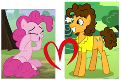 Size: 593x391 | Tagged: safe, edit, edited screencap, screencap, character:cheese sandwich, character:pinkie pie, ship:cheesepie, female, male, shipping, shipping domino, straight