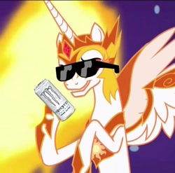 Size: 676x667 | Tagged: safe, edit, edited screencap, screencap, character:daybreaker, character:princess celestia, /mlp/, episode:a royal problem, g4, my little pony: friendship is magic, cropped, energy drink, female, monster energy, solo, sunglasses