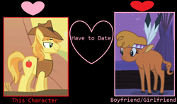 Size: 1024x602 | Tagged: safe, edit, edited screencap, screencap, character:braeburn, character:little strongheart, ship:braeheart, episode:over a barrel, g4, my little pony: friendship is magic, female, male, meme, shipping, straight