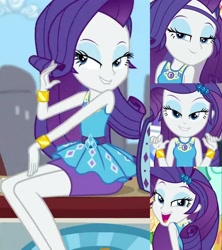 Size: 2568x2896 | Tagged: safe, edit, screencap, character:rarity, episode:best trends forever, episode:camping must-haves, episode:do it for the ponygram!, equestria girls:rollercoaster of friendship, g4, my little pony: equestria girls, my little pony:equestria girls, spoiler:eqg series (season 2), adorasexy, bedroom eyes, bracelet, clothing, cropped, cute, eyeshadow, jewelry, legs, lidded eyes, lip bite, looking at you, makeup, pencil skirt, sexy, sitting, skirt