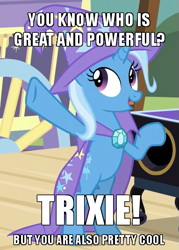 Size: 383x534 | Tagged: safe, edit, edited screencap, screencap, character:trixie, species:pony, species:unicorn, episode:uncommon bond, g4, my little pony: friendship is magic, caption, cropped, female, great and powerful, image macro, meme, motivational, solo, text, trixie yells at everything