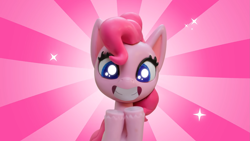 Size: 1919x1079 | Tagged: safe, edit, edited screencap, screencap, character:pinkie pie, species:earth pony, species:pony, /mlp/, my little pony: stop motion short, my little pony:pony life, bust, female, grin, mare, potion party, smiling, sunburst background