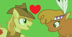 Size: 501x258 | Tagged: safe, edit, edited screencap, screencap, character:braeburn, character:little strongheart, ship:braeheart, episode:the last problem, g4, my little pony: friendship is magic, female, male, shipping, straight