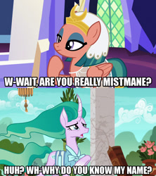 Size: 1280x1440 | Tagged: safe, edit, edited screencap, screencap, character:mistmane, character:somnambula, species:pegasus, species:pony, species:unicorn, episode:campfire tales, episode:shadow play, g4, my little pony: friendship is magic, caption, dialogue, female, image macro, meme, text