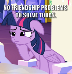 Size: 834x865 | Tagged: safe, edit, edited screencap, screencap, character:twilight sparkle, character:twilight sparkle (alicorn), species:alicorn, species:pony, episode:what about discord?, g4, my little pony: friendship is magic, bored, caption, cropped, cutie map, female, floppy ears, friendship throne, frown, hoof on cheek, image macro, meme, sad, sitting, solo, text