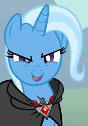 Size: 618x882 | Tagged: safe, edit, screencap, character:trixie, species:pony, species:unicorn, episode:magic duel, g4, my little pony: friendship is magic, alicorn amulet, cape, clothing, cropped, female, mare, solo