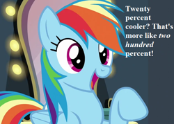 Size: 630x450 | Tagged: safe, edit, edited screencap, screencap, character:rainbow dash, species:pegasus, species:pony, episode:rarity investigates, g4, my little pony: friendship is magic, 20% cooler, cropped, cute, dashabetes, female, reaction image, solo, speech