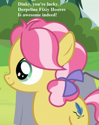 Size: 567x720 | Tagged: safe, edit, edited screencap, screencap, character:kettle corn, episode:marks and recreation, g4, my little pony: friendship is magic, botched haiku, bow, cropped, cute, implied derpy, implied dinky, kettlebetes, mane bow