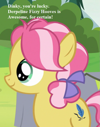 Size: 567x720 | Tagged: safe, edit, edited screencap, screencap, character:kettle corn, species:pony, episode:marks and recreation, g4, my little pony: friendship is magic, bow, cropped, cute, haiku, implied derpy, implied dinky, kettlebetes, mane bow, redone