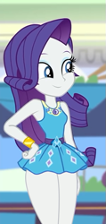 Size: 299x630 | Tagged: safe, edit, edited screencap, screencap, character:rarity, equestria girls:holidays unwrapped, g4, my little pony: equestria girls, my little pony:equestria girls, spoiler:eqg series (season 2), canterlot mall, clothing, cropped, dashing through the mall, geode of shielding, magical geodes, smiling