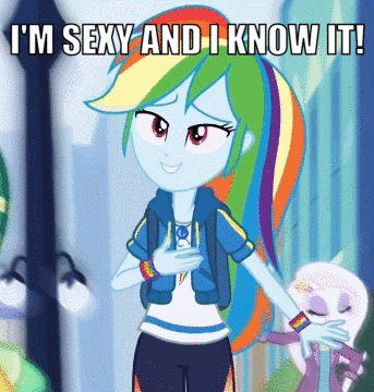 Size: 343x360 | Tagged: safe, edit, edited screencap, screencap, character:rainbow dash, episode:run to break free, g4, my little pony: equestria girls, my little pony:equestria girls, spoiler:eqg series (season 2), animated, caption, cropped, image macro, lmfao, meme, solo focus, song reference, text