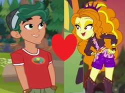 Size: 1353x1000 | Tagged: safe, edit, edited screencap, screencap, character:adagio dazzle, character:timber spruce, equestria girls:legend of everfree, equestria girls:sunset's backstage pass, g4, my little pony: equestria girls, my little pony:equestria girls, spoiler:eqg series (season 2), female, male, shipping, shipping domino, spiked headband, straight, timberdazzle