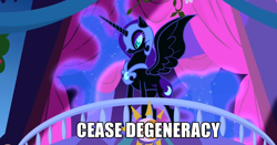 Size: 1200x630 | Tagged: safe, edit, edited screencap, screencap, character:nightmare moon, character:princess luna, episode:friendship is magic, g4, my little pony: friendship is magic, caption, degeneracy, image macro, text
