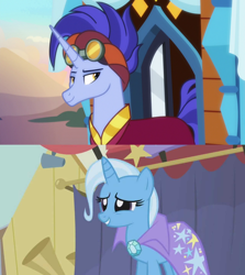 Size: 1280x1436 | Tagged: safe, edit, screencap, character:hoo'far, character:trixie, ship:trixfar, episode:boast busters, episode:on the road to friendship, episode:the big mac question, g4, my little pony: friendship is magic, female, male, shipping, shipping domino, straight