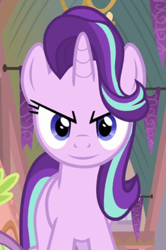 Size: 358x540 | Tagged: safe, edit, edited screencap, screencap, character:starlight glimmer, episode:a matter of principals, g4, my little pony: friendship is magic, >:), cropped, evil grin, grin, inverted mouth, looking at you, smiling, solo focus, starlight glimmer is amused
