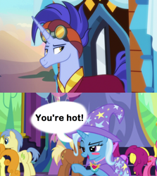 Size: 1280x1436 | Tagged: safe, edit, edited screencap, screencap, character:hoo'far, character:trixie, ship:trixfar, episode:celestial advice, episode:on the road to friendship, g4, my little pony: friendship is magic, female, male, shipping, shipping domino, straight
