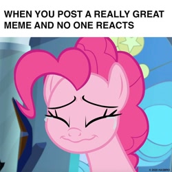 Size: 960x960 | Tagged: safe, edit, edited screencap, official, screencap, character:pinkie pie, episode:the beginning of the end, g4, my little pony: friendship is magic, cropped, crying, facebook, female, meme, sad, solo