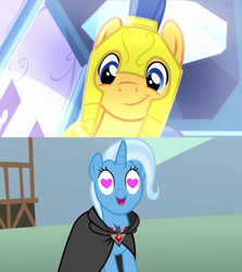 Size: 1280x1436 | Tagged: safe, edit, edited screencap, screencap, character:flash sentry, character:trixie, episode:magic duel, equestria girls:equestria girls, g4, my little pony: equestria girls, my little pony: friendship is magic, my little pony:equestria girls, alicorn amulet, heart eyes, sentrixie, shipping, shipping domino, straight, wingding eyes