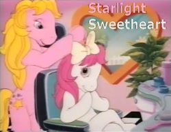 Size: 615x475 | Tagged: safe, edit, edited screencap, screencap, character:starlight (g1), character:sweetheart, g1, my little pony tales, armchair, bow, brush, caption, comb, hair bow, window