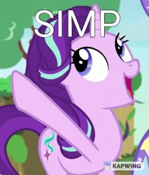 Size: 1090x1280 | Tagged: safe, edit, edited screencap, screencap, character:starlight glimmer, episode:to change a changeling, g4, my little pony: friendship is magic, caption, cropped, female, image macro, meme, simp, solo, text