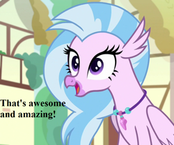 Size: 864x720 | Tagged: safe, edit, edited screencap, screencap, character:silverstream, episode:uprooted, g4, my little pony: friendship is magic, cropped, cute, diastreamies, female, jewelry, necklace, reaction image, speech