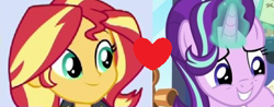 Size: 406x159 | Tagged: safe, edit, edited screencap, screencap, character:starlight glimmer, character:sunset shimmer, ship:shimmerglimmer, my little pony:equestria girls, female, lesbian, shipping, shipping domino