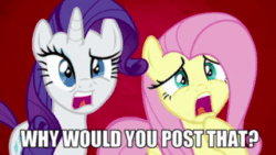 Size: 320x180 | Tagged: safe, edit, edited screencap, screencap, character:fluttershy, character:rarity, species:pegasus, species:pony, species:unicorn, aivo, animated, avo, caption, cloud watching, fifteen.ai, image macro, implied semi-grimdark, meme, sound, text, webm, whitest kids you know, why would you post that