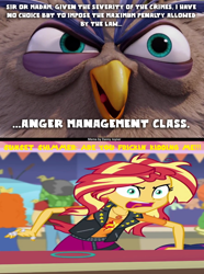 Size: 1024x1374 | Tagged: safe, edit, edited screencap, screencap, character:sunset shimmer, equestria girls:rollercoaster of friendship, g4, my little pony: equestria girls, my little pony:equestria girls, anger management, angry, angry birds, judge peckinpah, meme, rage, rageset shimmer, shrunken pupils, the angry birds movie, wrong aspect ratio