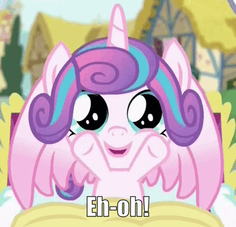 Size: 474x456 | Tagged: safe, edit, edited screencap, screencap, character:princess flurry heart, species:alicorn, species:pony, episode:a flurry of emotions, g4, my little pony: friendship is magic, animated, caption, cooing, cropped, cute, female, filly, flurrybetes, foal, gif, giggling, happy, hoofy-kicks, image macro, looking at you, loop, open mouth, pov, smiling, solo, spread wings, teletubbies, text, waving, waving hooves, wings