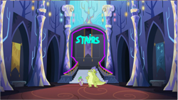 Size: 1285x725 | Tagged: safe, edit, edited screencap, screencap, character:sludge, character:spike, species:dragon, episode:father knows beast, g4, my little pony: friendship is magic, male, solo, stairs, twilight's castle
