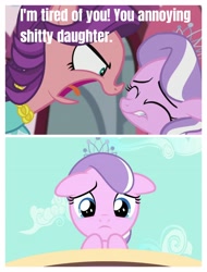 Size: 3106x4096 | Tagged: safe, edit, edited screencap, screencap, character:diamond tiara, character:spoiled rich, species:earth pony, species:pony, episode:crusaders of the lost mark, g4, my little pony: friendship is magic, abuse, background pony strikes again, crying, female, filly, mare, op is a duck, sad, spoiled bitch, tiarabuse, vulgar