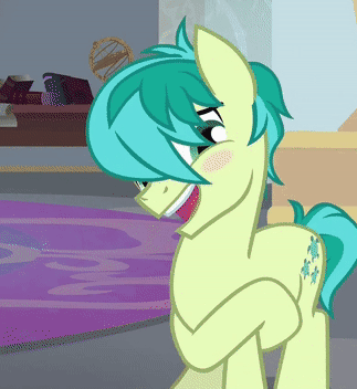 Size: 323x352 | Tagged: safe, edit, edited screencap, screencap, character:sandbar, species:earth pony, species:pony, episode:she's all yak, g4, my little pony: friendship is magic, animated, blushing, cropped, fast, gif, nervous, talking