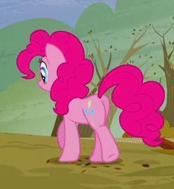 Size: 248x269 | Tagged: safe, edit, edited screencap, screencap, character:pinkie pie, episode:tanks for the memories, g4, my little pony: friendship is magic, animated, cropped, female, gif, leaves, loop, multeity, solo, too much pink energy is dangerous, tree