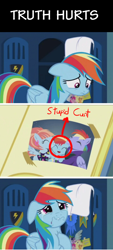 Size: 844x1868 | Tagged: safe, edit, edited screencap, screencap, character:bow hothoof, character:rainbow dash, character:windy whistles, species:pegasus, species:pony, episode:parental glideance, g4, my little pony: friendship is magic, abuse, background pony strikes again, crying, cunt, dashabuse, female, filly, male, mare, op is a duck, op is trying to start shit, op isn't even trying anymore, sad, stallion, vulgar