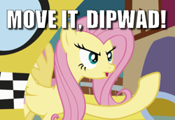 Size: 549x378 | Tagged: safe, edit, edited screencap, screencap, character:fluttershy, episode:putting your hoof down, g4, my little pony: friendship is magic, angry, caption, cropped, female, image macro, meme, road rage, solo, taxi, text