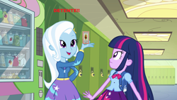 Size: 1920x1080 | Tagged: safe, edit, edited screencap, screencap, character:trixie, character:twilight sparkle, equestria girls:equestria girls, g4, my little pony: equestria girls, my little pony:equestria girls, detente, stamp